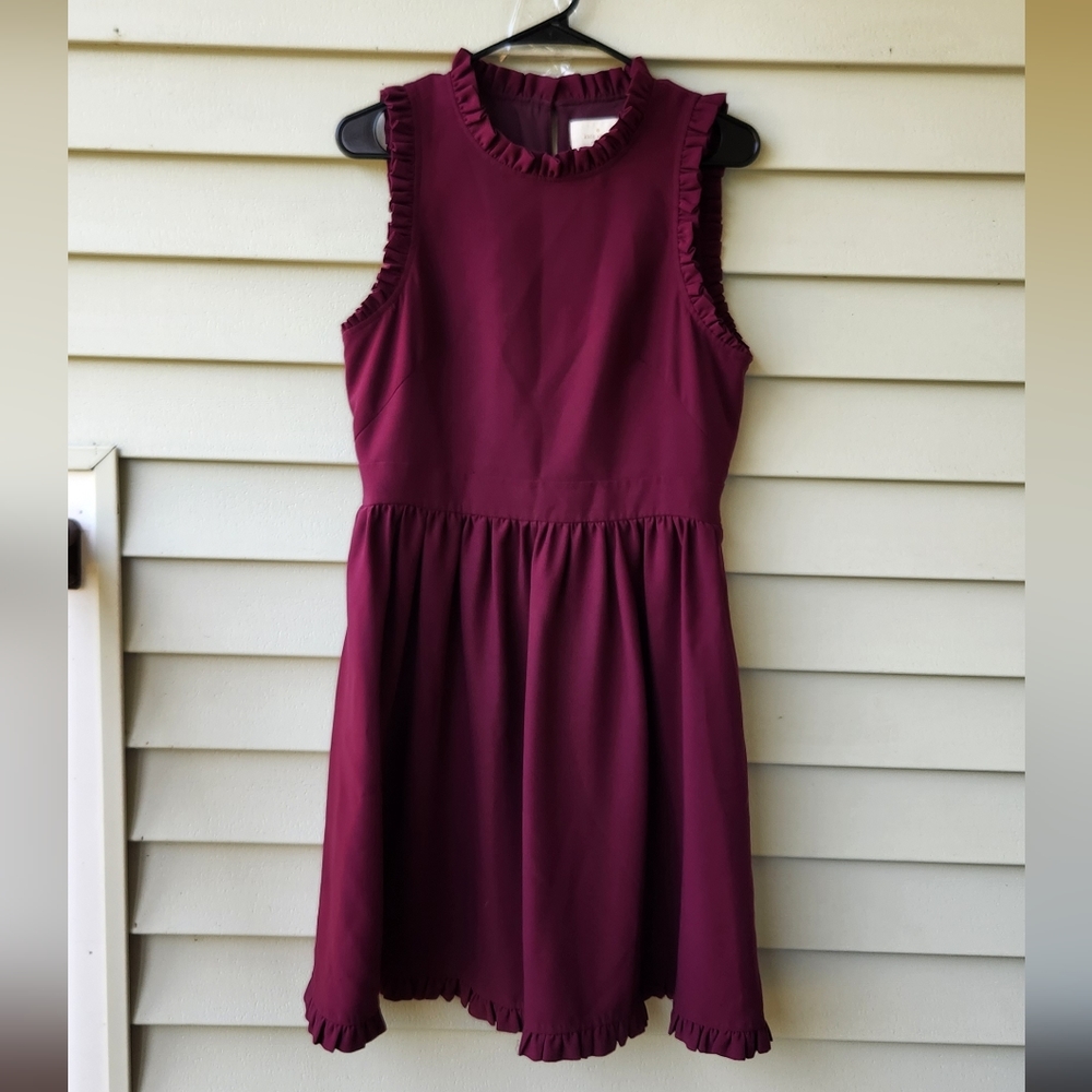 ♠️Kate Spade ♠️ burgundy ruffle fit & Flare dress